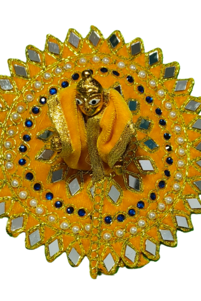 Premium Laddu Gopal Dress with Designer Stone Work Aasan – Velvet Krishna Poshak Set (Set of 6, Festive Collection)