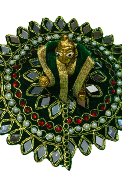 Premium Laddu Gopal Dress with Designer Stone Work Aasan – Velvet Krishna Poshak Set (Set of 6, Festive Collection)