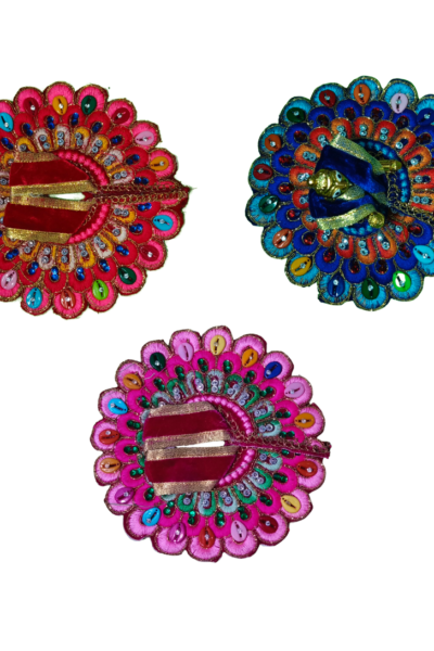 Designer Laddu Gopal Dress with Heavy Multi-Color Stone Work Aasan – Velvet Krishna Poshak for Bal Gopal (Festive Collection)