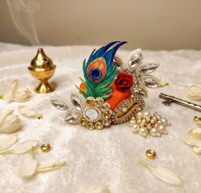 Premium Laddu Gopal Ji Pagdi (Designer Handmade Mukut for Bal Gopal | Soft Fabric Krishna Pagdi for Daily & Festival Use)